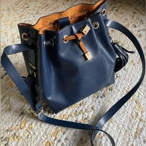 Zara Navy Blue Medium Bucket Bag